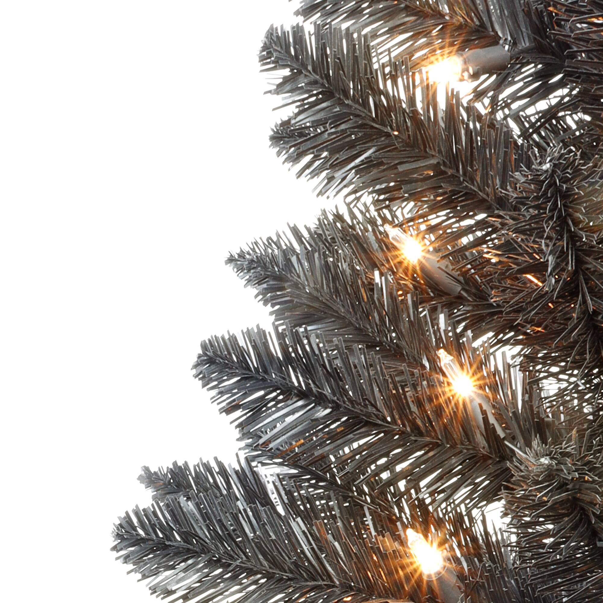 7ft. Pre-Lit Black Carson Pine Artificial Christmas Tree, Clear Lights